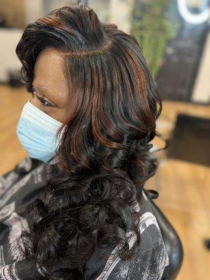 Weave with closure and highlights