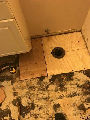 Bathroom subfloor repair 1