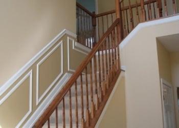 Our crew installed the chair rail, crown moulding and picture frame molding in the foyer