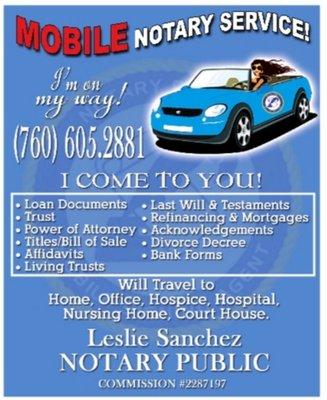 Leslie, our mobile Notary,