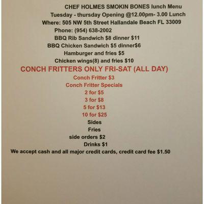 Lunch menu tuesday-Thursday