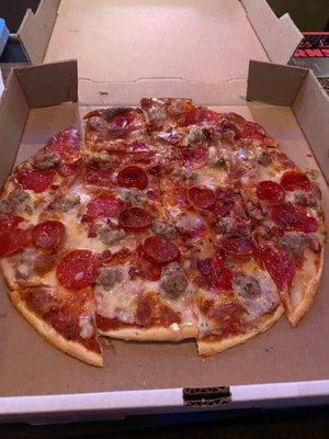 3 meat pizza