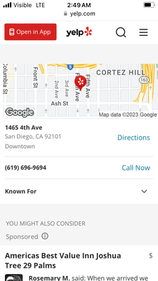 The number from yelp us different then what Apple Maps states