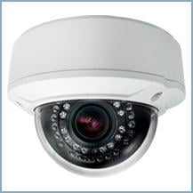 Vandal resistant outdoor weather-rated dome camera with night vision full color IR LEDs