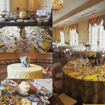 Our Honeycomb linen and yellow napkins added just the right sweetness, originality and pop to this beautiful baby shower.