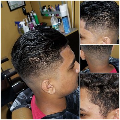 Skin fade with scissor and comb top