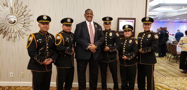 Comissioner Spencer with LAXPD COLOUR GUARD at Police and Fire Fighter Medal Of Valour Luncheon.