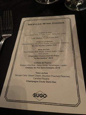 One of their themed wine dinners at sugo.