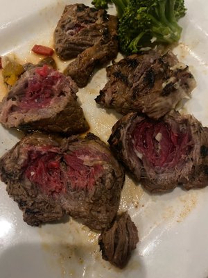 Raw steak tips