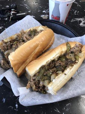 Awesome cheesesteak peppers/onions