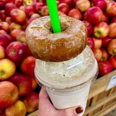 Spiced Apple Cider Milkshake w/ an Apple Cider Glazed Donut