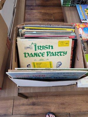 Just one box of our many old vinyl records