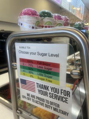 Choose your sugar level