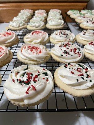 Homemade sugar cookie cutouts with homemade buttercream frosting