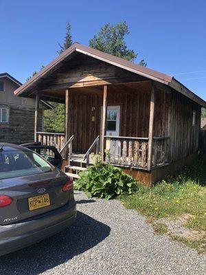 Cute Cabin we stayed in. Love the railing.