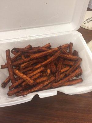 A little over cooked but I don't mind it! $3.24 sweet fries