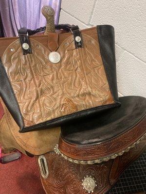 Purse made out of pair of boots