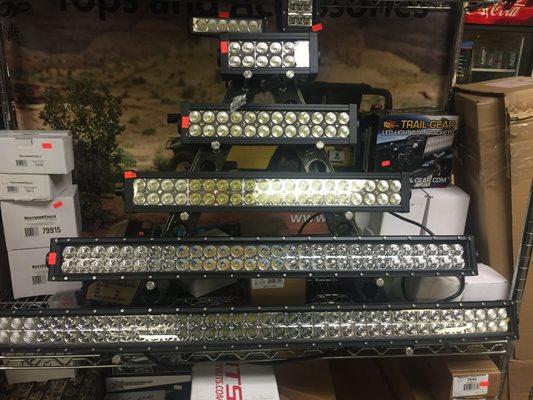 LED bars and Pods in stock.  We also stock Several mounting brackets wiring kits too.