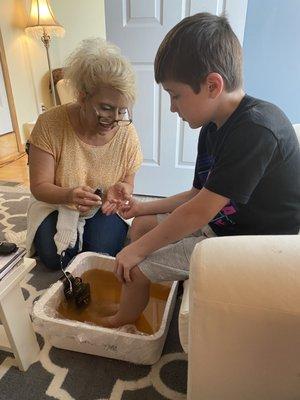 My 9 year old going through detoxification and relaxation THERAPY