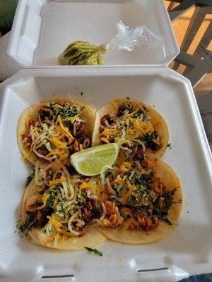 pastor, chorizo, pollo tacos