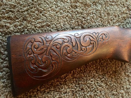 Hand carved 22lr stock.