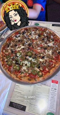 Ti Amo Pizza Special with 9 toppings