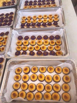 Leche Flan with Ube Puto (steamed rice dessert)