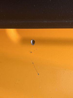 Hole drilled in back of tailgate