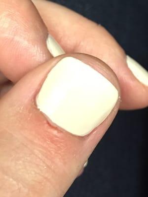 Badly cut cuticle that was red and inflamed even before I left the salon. Unacceptable!!!