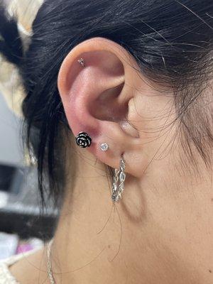 2nd 3rd lobe and helix with upgraded jewelry on both