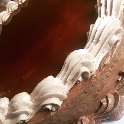 Chocolate caramel layer cake