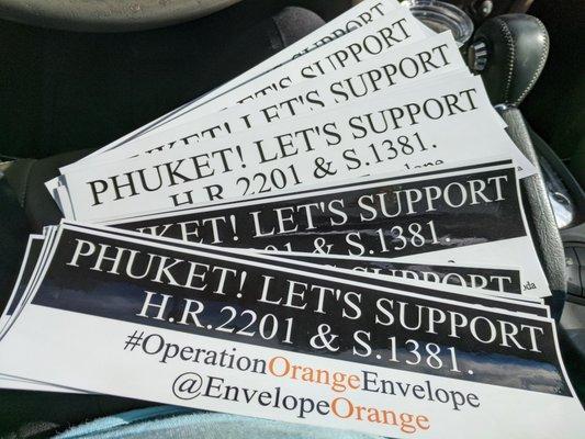 My order of glossy UV laminate bumper stickers 3"x10" Support Thailand Veterans stickers.