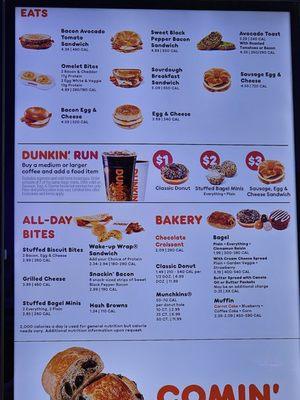 Drive-thru Menu 03/19/2023