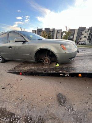 Car tow for customer to our shop for repair