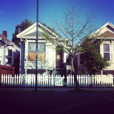 The old houses across the street from the condos...