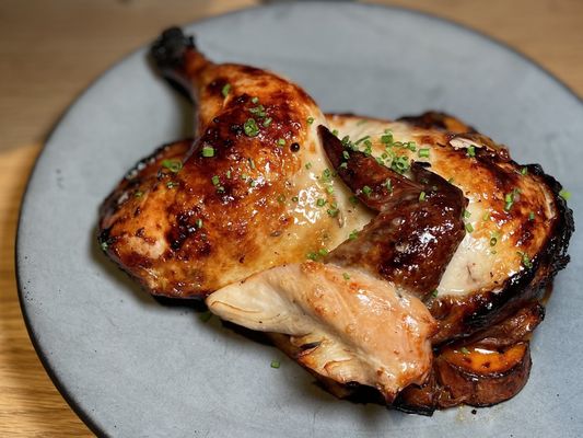 Wood-fired roasted half chicken