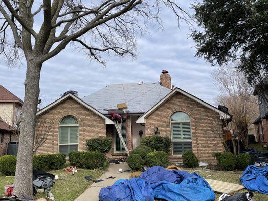 New roof being installed