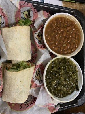 Wrap with spinach and baked beans