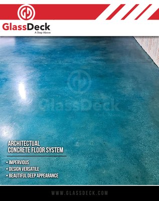 GlassDeck Architectural Exposed Concrete System. The Surface Shield technology creates an Impervious and Hygienic floor.