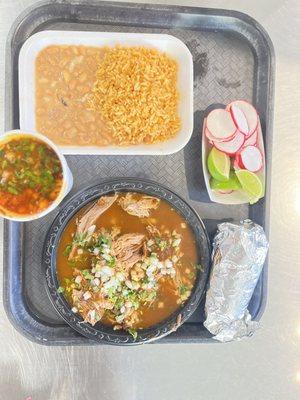 BIRRIA Delicious Goat, A Mexican Delicacy Hot Consommé  They Also serve BARBACOA-BEEF Plate