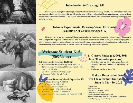 Weekend Art classes pamphlet