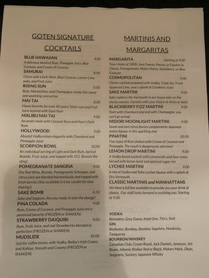 Drinks Menu