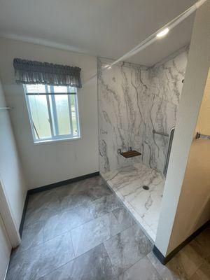 Sentrel walk in shower and flooring