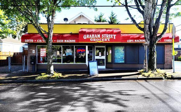 This is our store front for 2801 Market place (Graham Street Grocery). This remodeled location has been a grocery store for almost a century