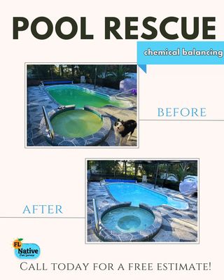 Pool before and after our services of weekly chemical balancing and filter cleaning