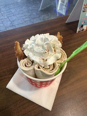 Churro rolled ice cream