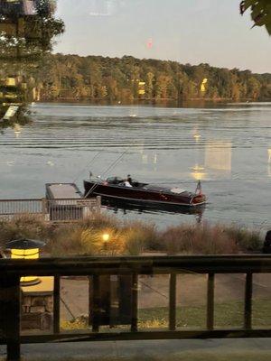 A vintage "Woodie" on Lake Oconee. Lovely lake views at Gaby's.