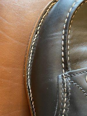 Poor Goodyear welt stitching