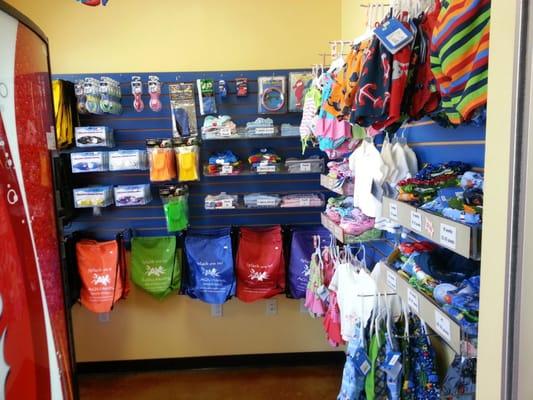 We have a large retail area with everything you need! Rings, goggles, flippers, swim diapers, and much much more!