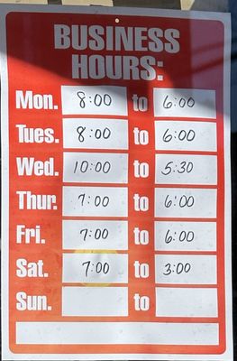 Business hours.